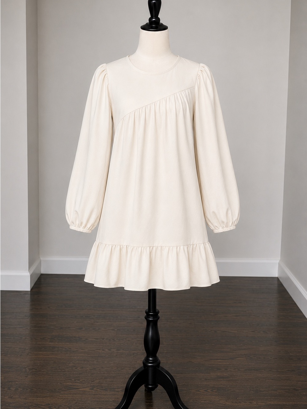 PLT Cream Puff Sleeve Shift Mini Dress